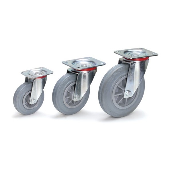Roue pivotante à bandage caoutchouc bleu-gris - FETRA